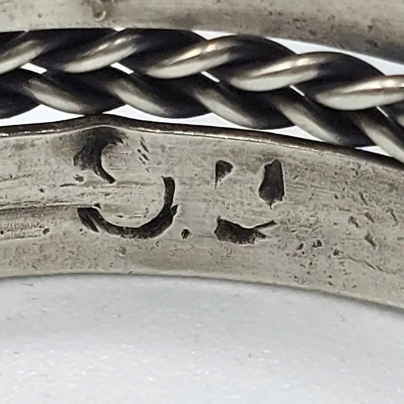 VTG Solid Sterling Silver Southwestern Stamped Cuff Bracelet Twisted Cable, 27g - Picture 8 of 13